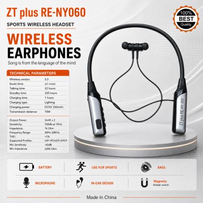 ZT Plus 200 Hours Wireless Headset Neckband